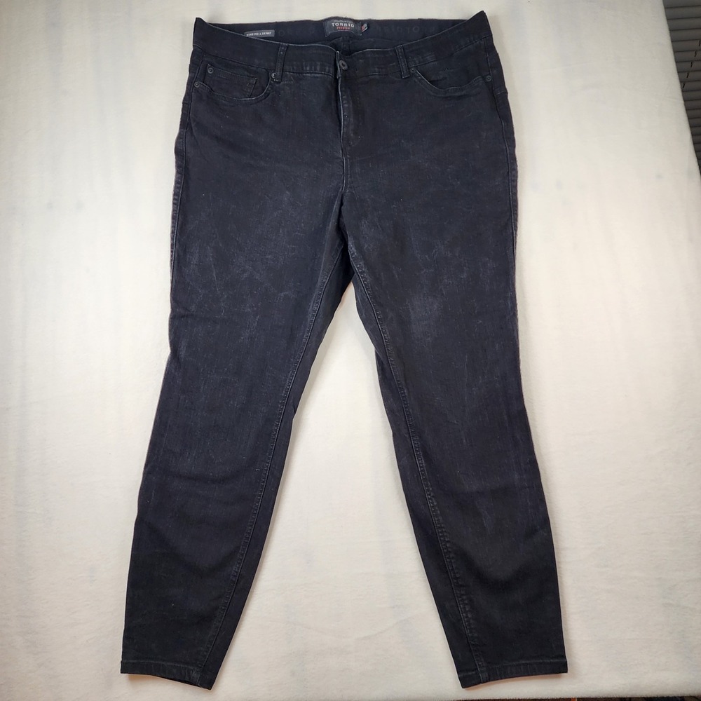 Torrid Jeans Womens 24T‎ Black Denim Bombshell Skinny Premium Stretch Dark Wash